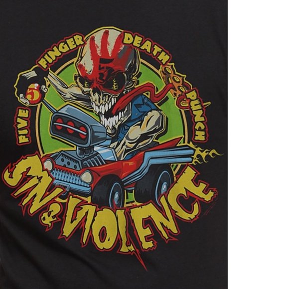 Five Finger Death Punch Hot Rod 5FDP thrash metal rock Official T-Shirt M NWT - Picture 2 of 2